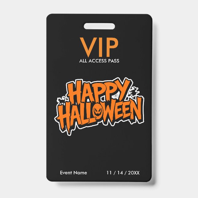 Halloween VIP Pass – All Access Party Pass Badge (Front)