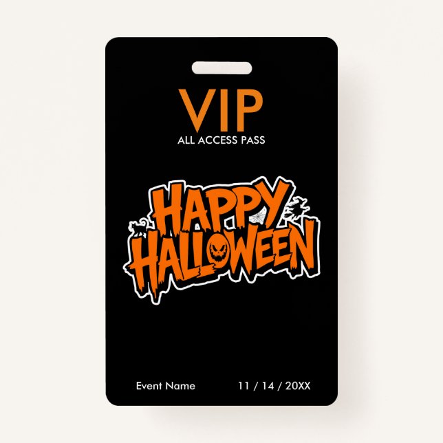Halloween VIP Pass – All Access Party Pass Badge (Front)