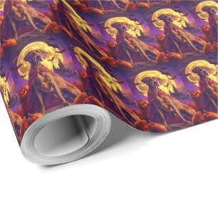 Halloween Vizsla Vampire Pumpkins Scary Wrapping Paper