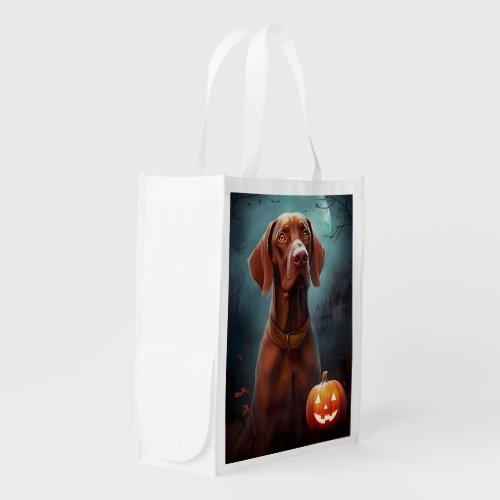 Halloween Vizsla With Pumpkins Scary Grocery Bag