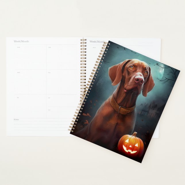 Halloween Vizsla With Pumpkins Scary Planner (Display)
