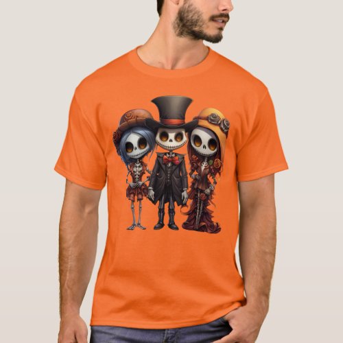 Halloween voodoo dolls creepy tux skeleton  T_Shirt