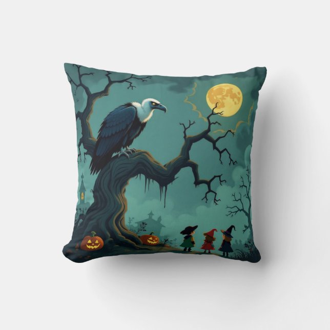 Halloween Vulture  Throw Pillow (Front)