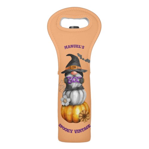 Halloween Watercolor Autumn Gnome Wine Bag