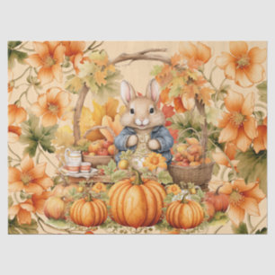 Halloween Watercolor Bunny & Pumpkins Decoupage Tissue Paper