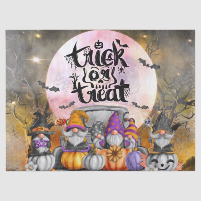 Halloween Watercolor Gnomes Tissue Paper (Front)