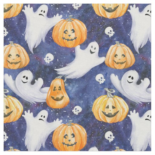 Halloween Watercolor Pattern Fabric