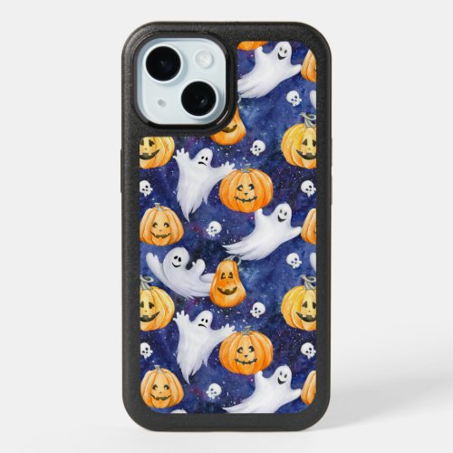 Halloween Watercolor Pattern iPhone 15 Case