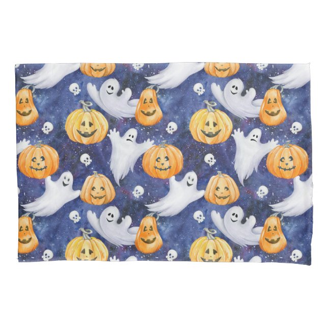 Halloween Watercolor Pattern Pillow Case (Front)