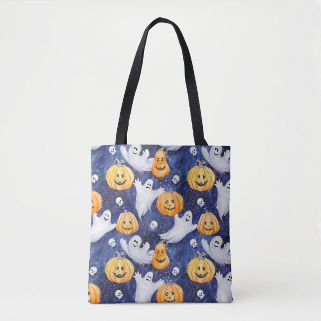 Halloween Watercolor Pattern Tote Bag (Front)