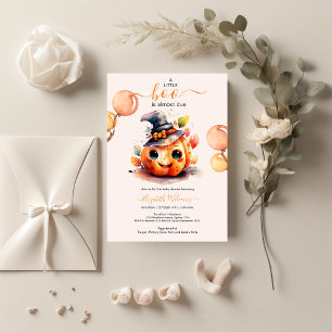 Halloween Watercolor Pumpkin Little Boo Baby Showe Invitation