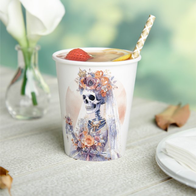 Halloween Watercolor Skeleton Paper Cups (Insitu)