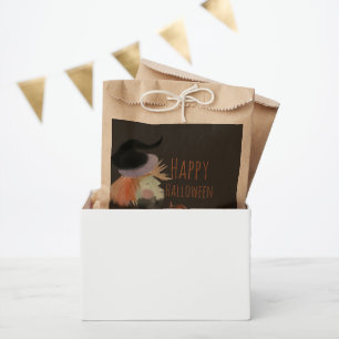 Halloween Watercolor Witch Pumpkin Favor Bag