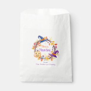 Halloween - Watercolor Wreath "Happy Haunting" Favor Bag