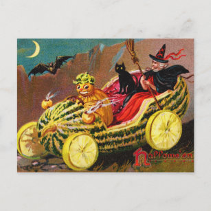 Halloween Watermelon Coach Postcard