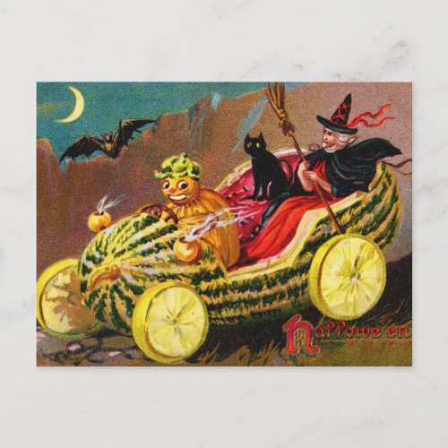 Halloween Watermelon Coach Postcard