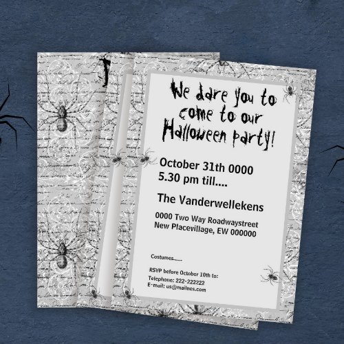 Halloween we dare you to party with us spiders i invitation