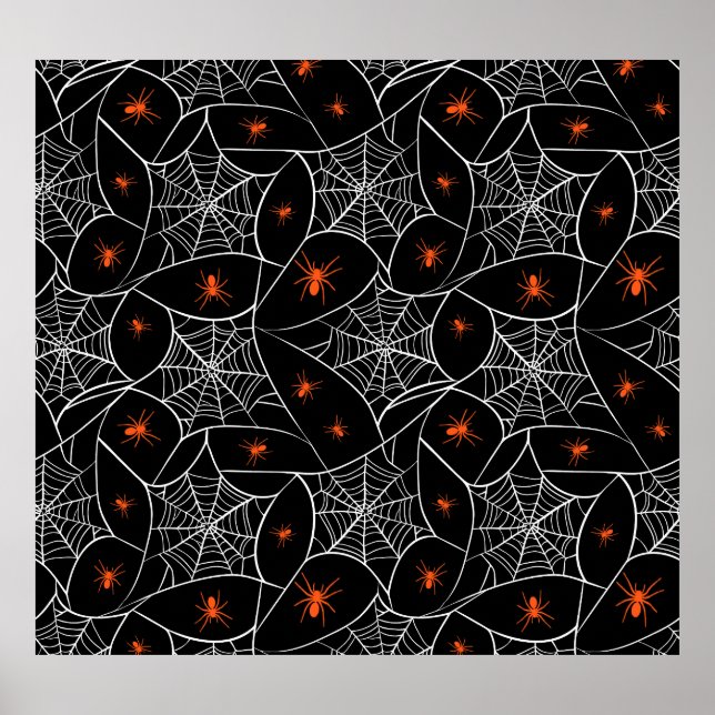 Halloween web and spiders background. poster (Front)