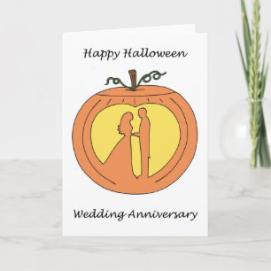 Halloween Wedding Anniversary Romantic Pumpkin Card