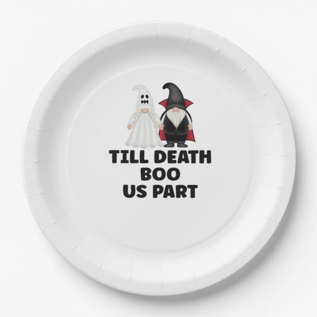 Halloween Wedding Anniversary - Till Death Boo Us  Paper Plates (Front)