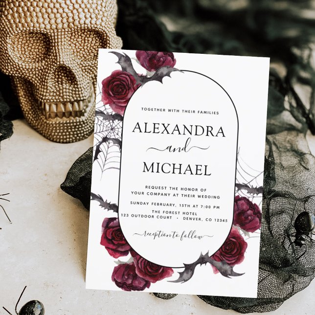 Halloween Wedding Autumn Fall Burgundy  Invitation (Creator Uploaded)