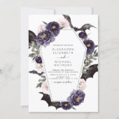 Halloween Wedding Autumn Fall Dark Purple Invitation (Front)