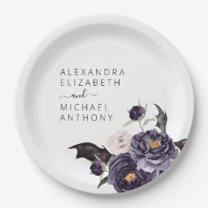 Halloween Wedding Autumn Fall Dark Purple Paper Plates