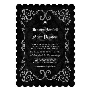 Halloween Wedding Black Gothic Reception On Back Invitation