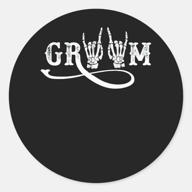 Halloween Wedding Bride Groom Skeleton Till Death  Classic Round Sticker (Front)