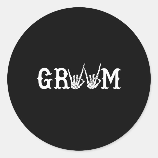 Halloween Wedding Bride Groom Skeleton Till Death  Classic Round Sticker (Front)