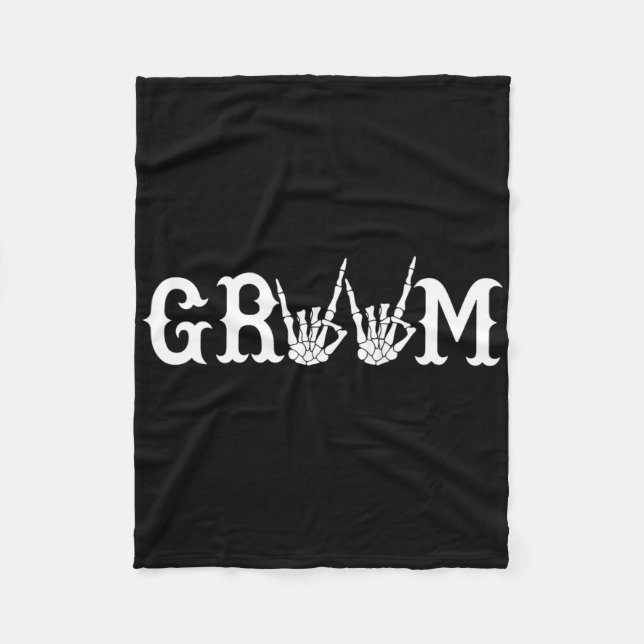 Halloween Wedding Bride Groom Skeleton Till Death  Fleece Blanket (Front)