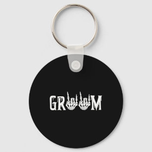 Halloween Wedding Bride Groom Skeleton Till Death Keychain