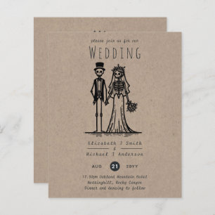 Halloween Wedding Cartoon Bride Groom Handdrawn