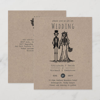 Halloween Wedding Cartoon Bride Groom Handdrawn