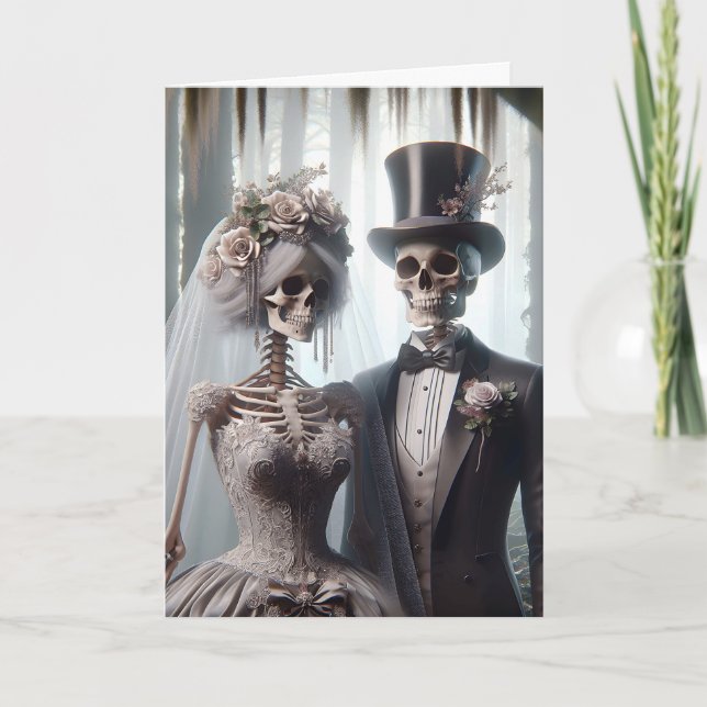 Halloween Wedding Couple In Spooky Forest Card (Front)