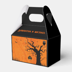 Halloween Wedding Custom Names & Text Scary Tree Favor Boxes