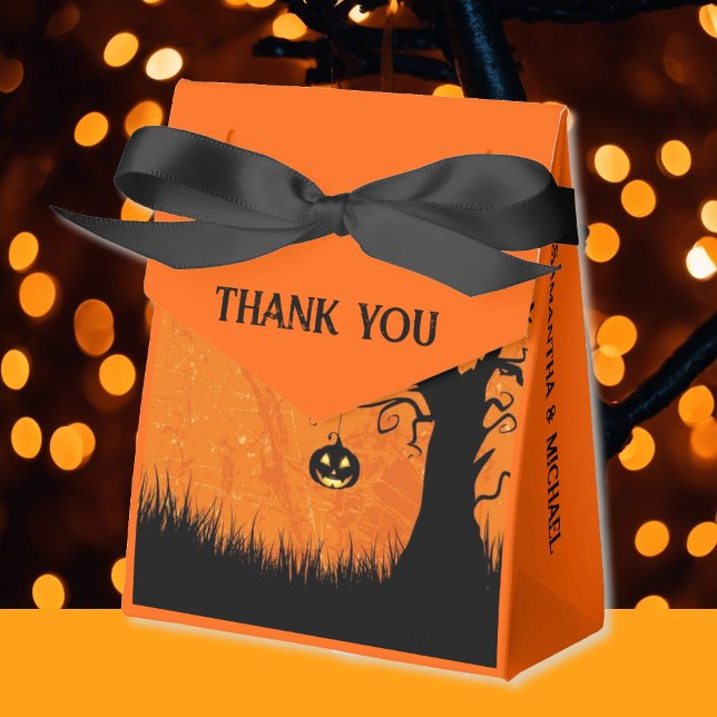 Halloween Wedding Custom Names & Text Scary Tree Favor Boxes (Creator Uploaded)