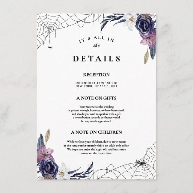 Halloween Wedding Details Enclosure Card (Front)