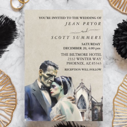 Halloween Wedding Frankenstein Bride  Invitation