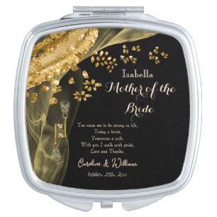 Halloween Wedding Gold Skulls, Mother of the Bride Compact Mirror