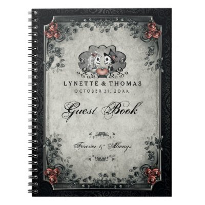 Halloween Wedding Guest Book Skeletons & Heart
