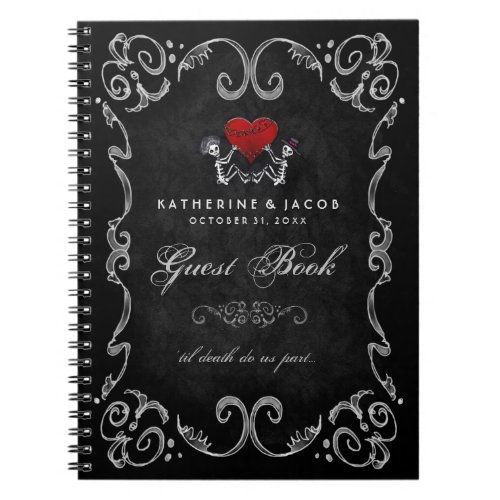 Halloween Wedding Guest Book Skeletons  Red Heart