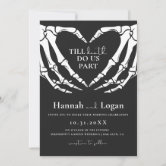 Vintage Ornate Monogram Halloween Wedding Invitation