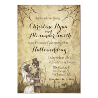 Halloween Wedding Invitation with Skeleton Couple