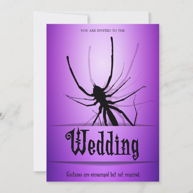 Halloween Wedding Invitations Purple Spider (Front)