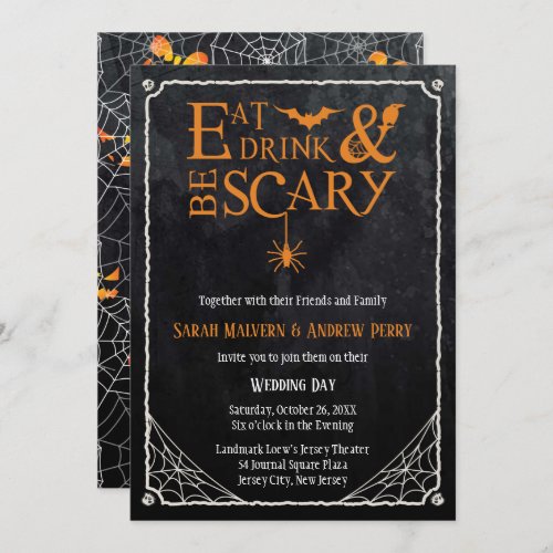 Halloween Wedding Invite Eat Drink and Be Scary