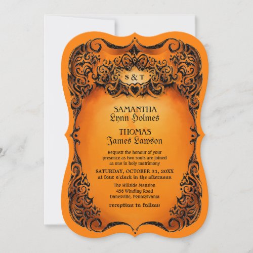 Halloween Wedding Invite _ Orange _ Black Border