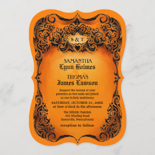 Halloween Wedding Invite - Orange & Black Border