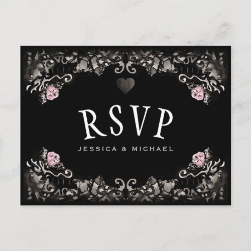 Halloween Wedding Matching RSVP PostCards Cemetery