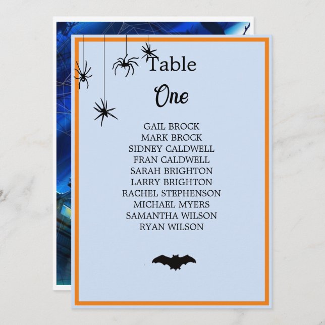 Halloween Wedding Midnight Table Seating Chart (Front/Back)